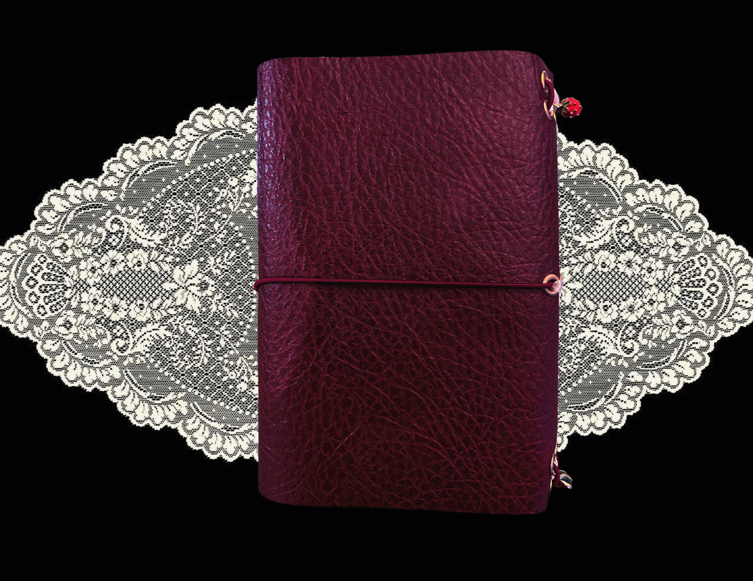 Burgundy Bloom Leather Journal ⋆˙⟡ A5 size