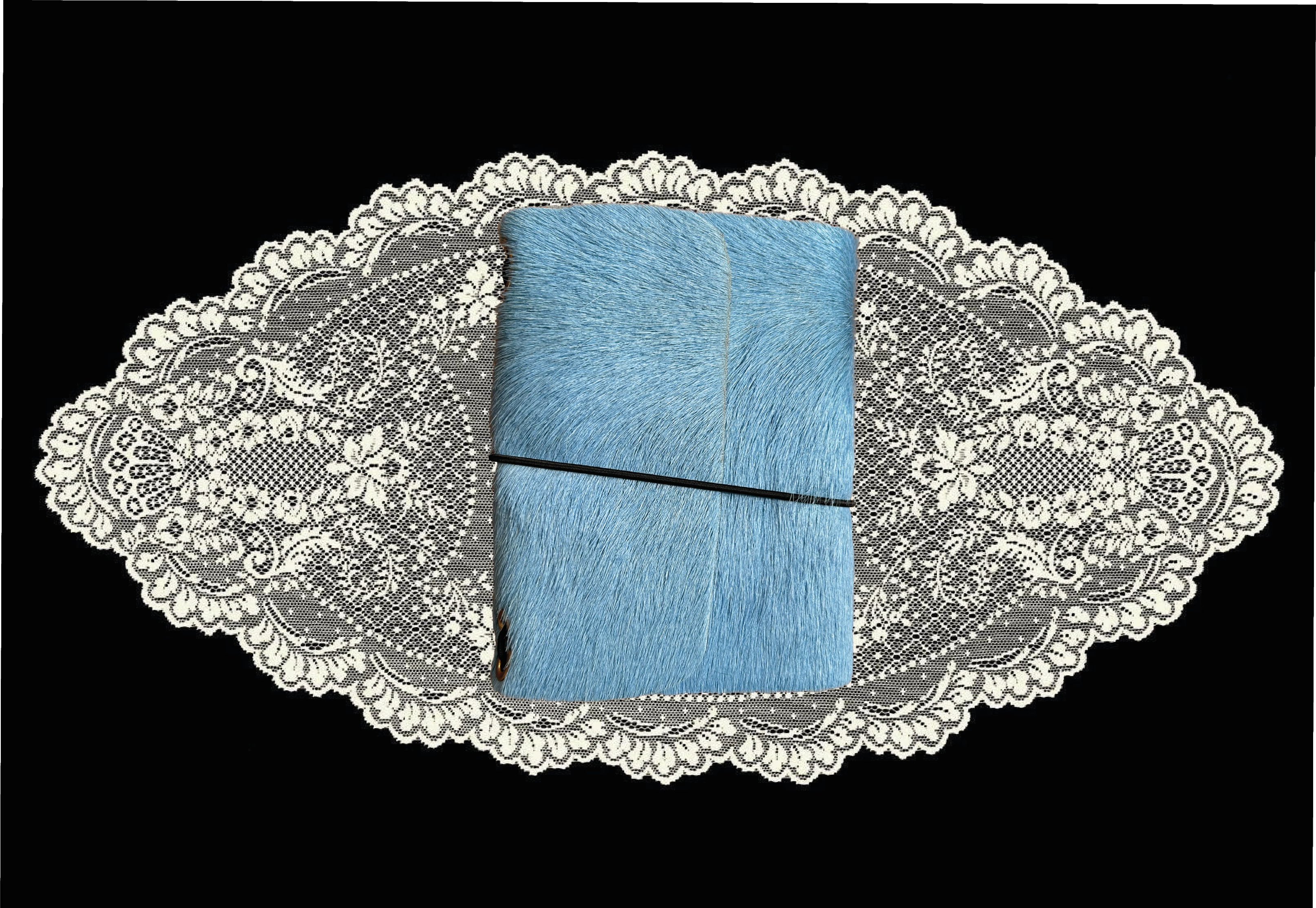 Blue Cowhide Leather with black thread (AUTHENTIC LEATHER) ⋆˙⟡ A6 size