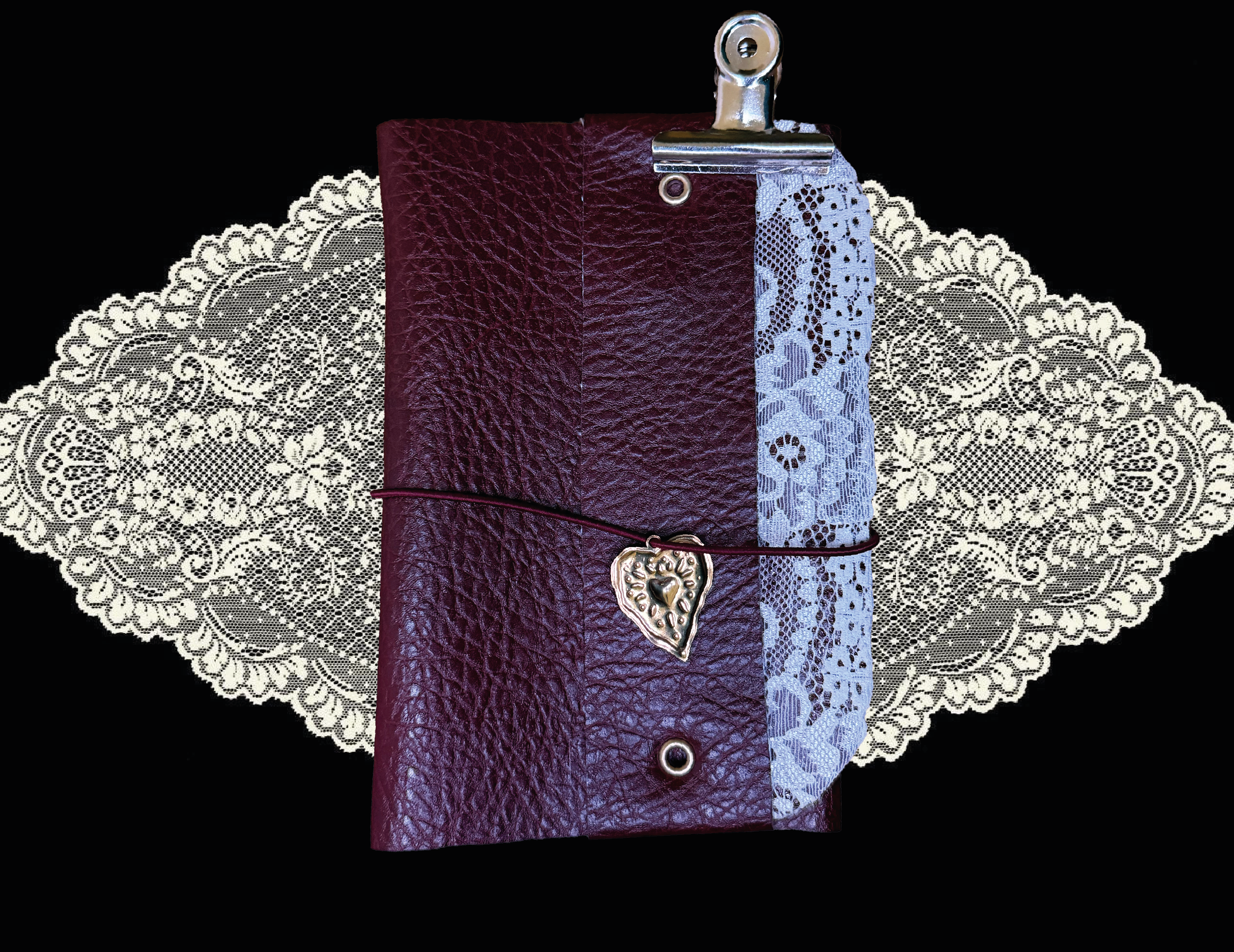 Burgundy Bloom Leather Journal ⋆˙⟡ A5 size