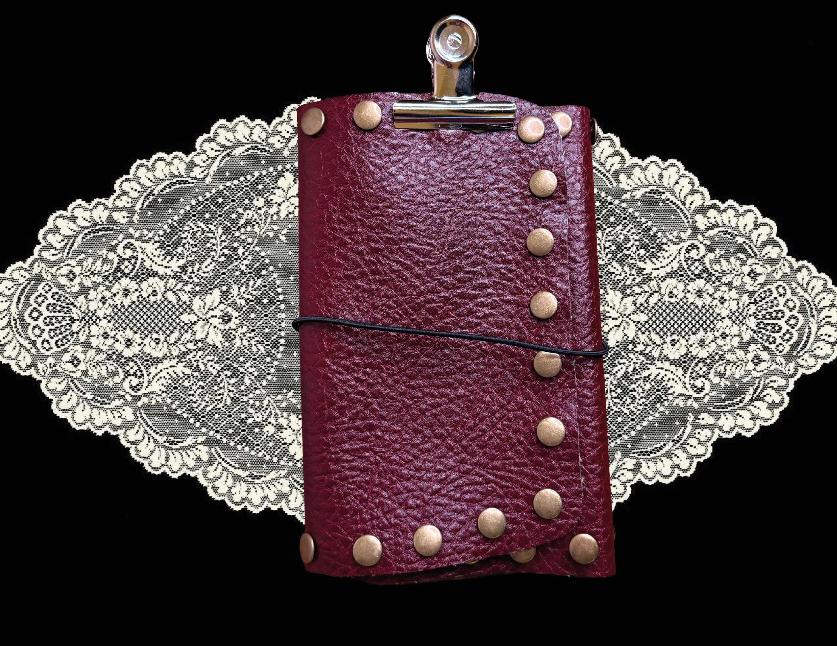 Burgundy Leather Journal with Copper Studs ⋆˙⟡ A5 size